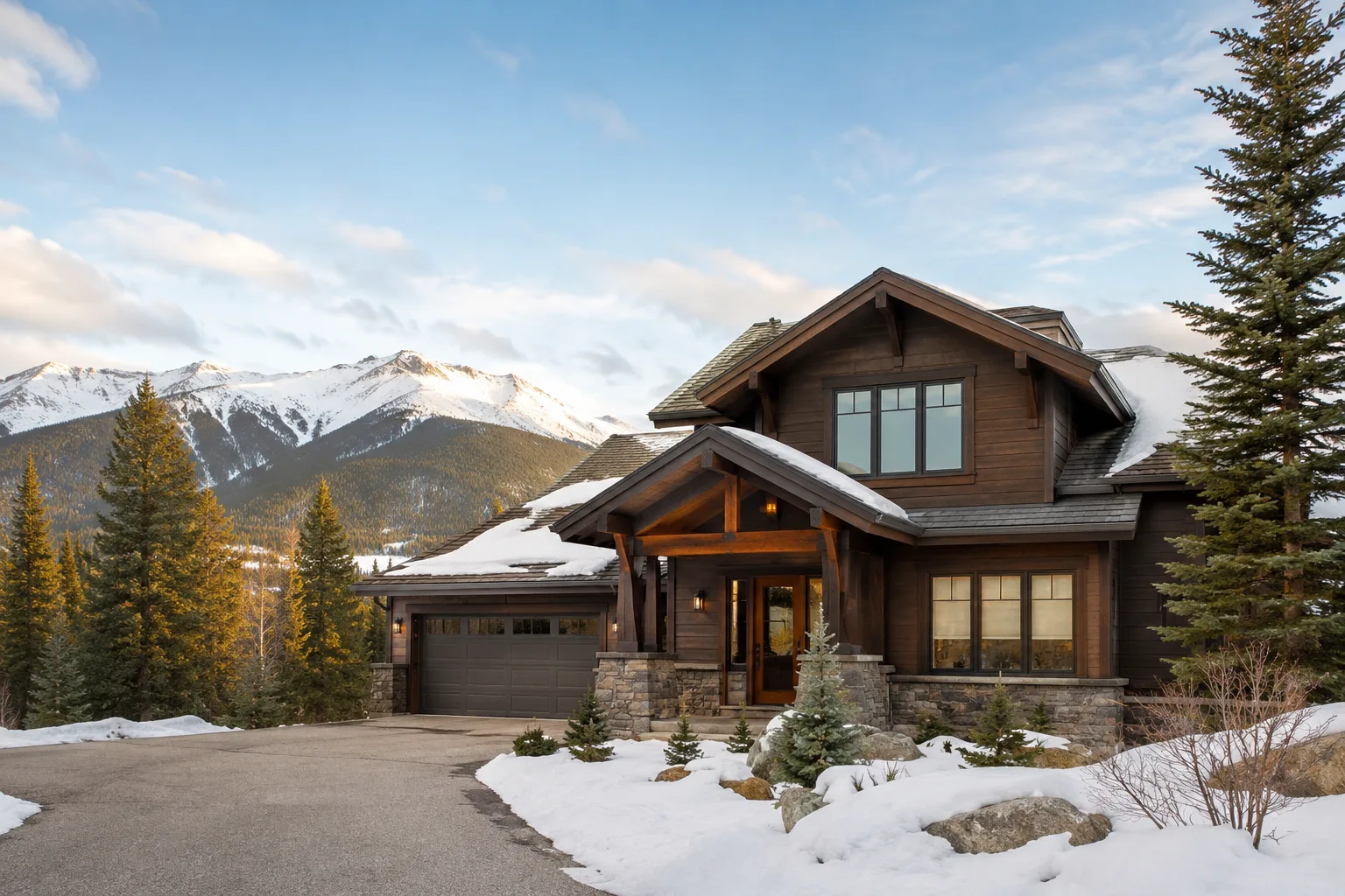 Clean mountain vacation home exterior in Winter Park